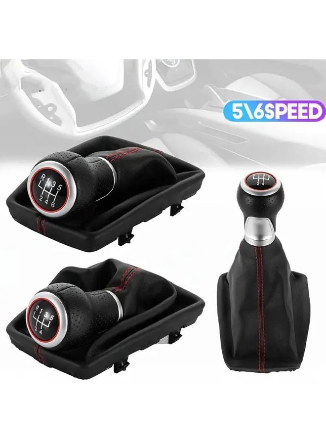 مقبض ناقل الحركة اليدوي 6 سرعات غطاء حذاء جلد PU لأودي A4 A5 S4 Q5 B8 8K 8T 8R - Image 1